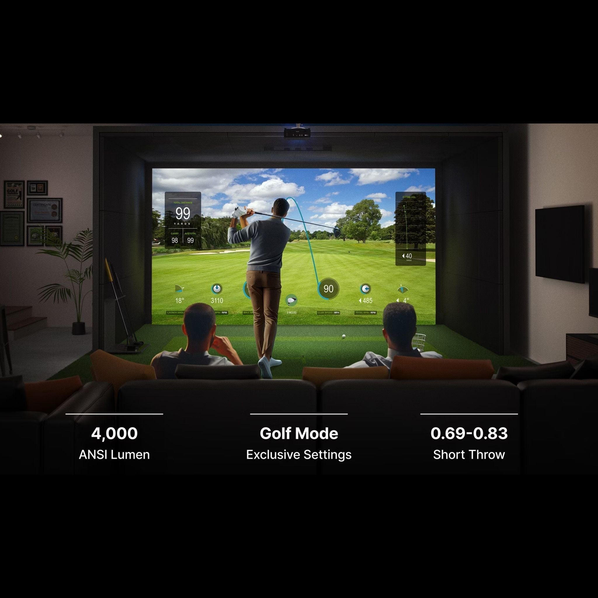 BenQ AK700ST – 4K 4000-Lumen Short-Throw Laser Golf Simulator Projector